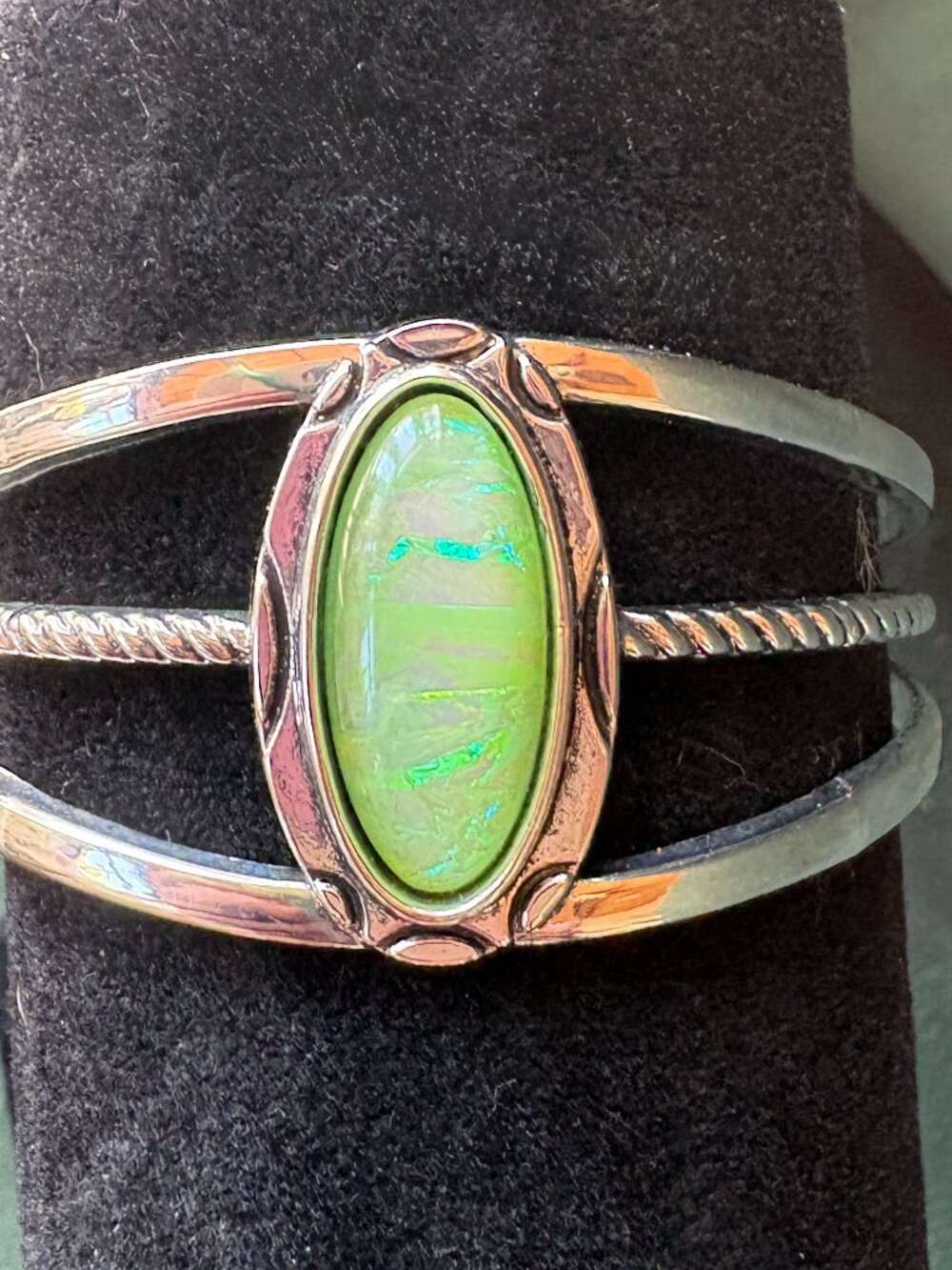 Cuff Bracelet with Glowing Center Piece